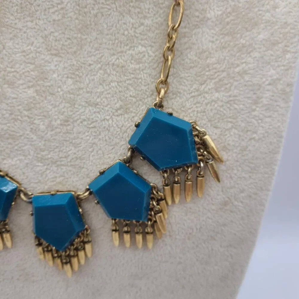 J Crew Emerald Green Resin Necklace with Fringe